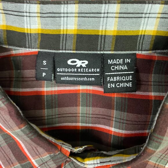 NWOT Outdoor Research Pearl Snap Shirt Men's Small Red Brown Short Sleeve Plaid - Picture 7 of 12